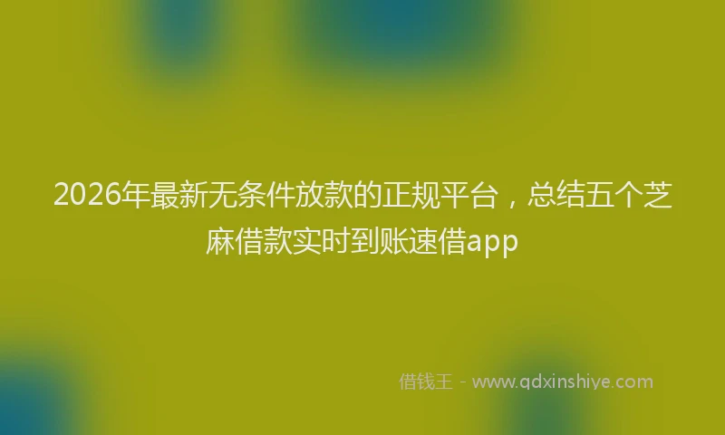 2026年最新无条件放款的正规平台，总结五个芝麻借款实时到账速借app