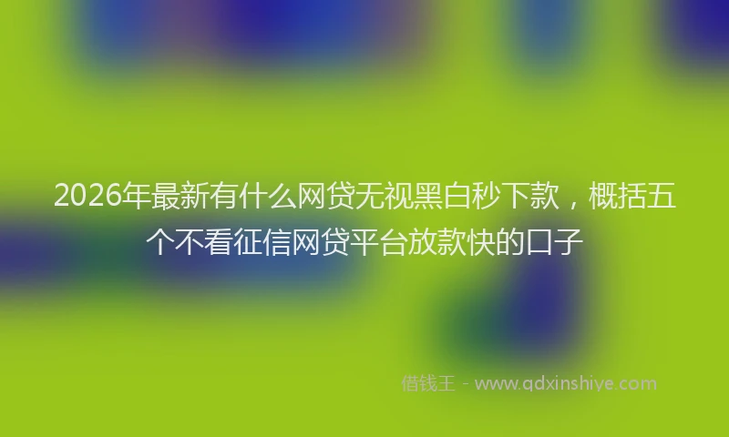 2026年最新有什么网贷无视黑白秒下款，概括五个不看征信网贷平台放款快的口子
