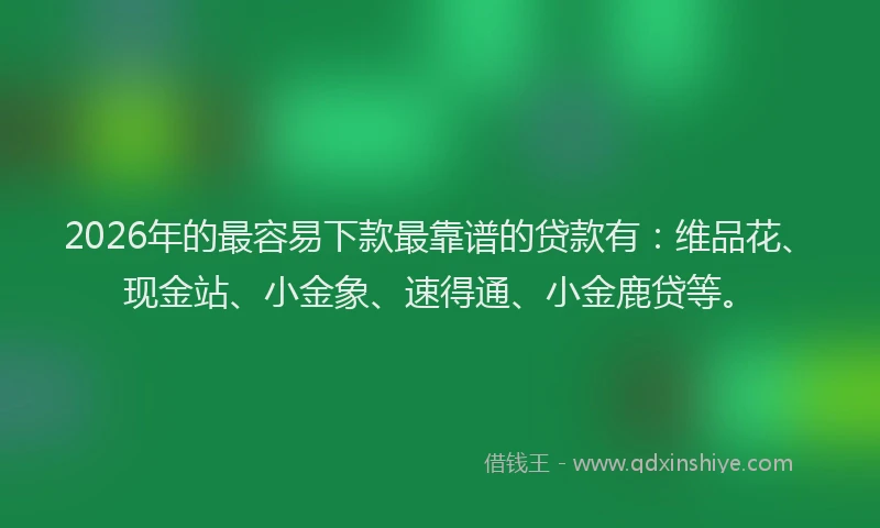 2026年的最容易下款最靠谱的贷款有：维品花、现金站、小金象、速得通、小金鹿贷等。