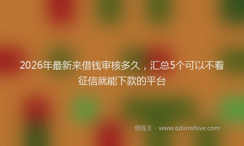 2026年最新来借钱审核多久，汇总5个可以不看征信就能下款的平台