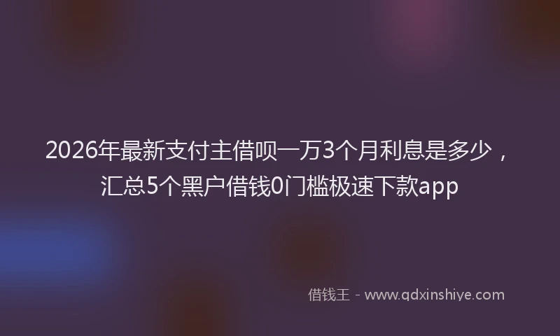 2026年最新支付主借呗一万3个月利息是多少，汇总5个黑户借钱0门槛极速下款app