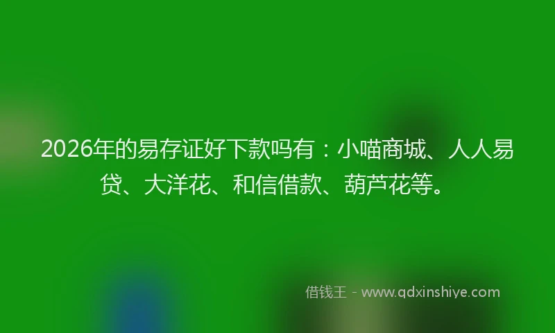 2026年的易存证好下款吗有：小喵商城、人人易贷、大洋花、和信借款、葫芦花等。