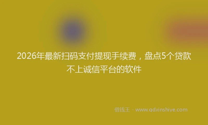 2026年最新扫码支付提现手续费，盘点5个贷款不上诚信平台的软件
