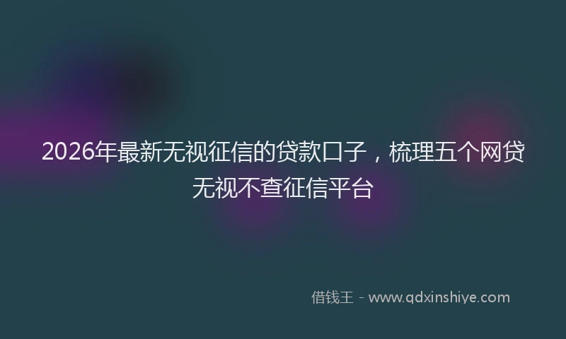 2026年最新无视征信的贷款口子，梳理五个网贷无视不查征信平台