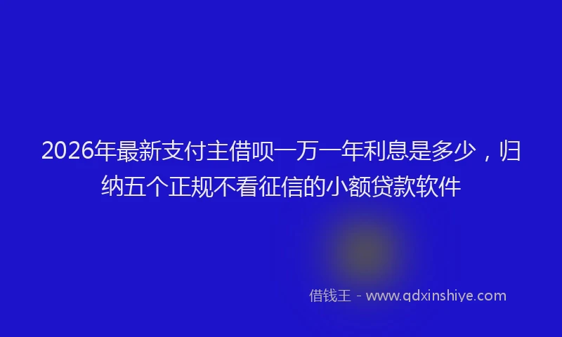 2026年最新支付主借呗一万一年利息是多少，归纳五个正规不看征信的小额贷款软件
