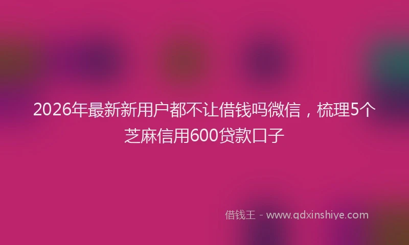 2026年最新新用户都不让借钱吗微信，梳理5个芝麻信用600贷款口子