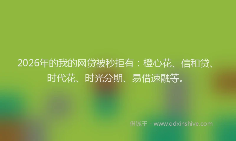 2026年的我的网贷被秒拒有:橙心花、信和贷、时代花、时光分期、易借速融等。