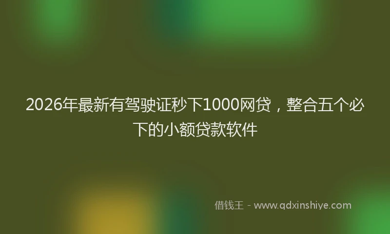 2026年最新有驾驶证秒下1000网贷，整合五个必下的小额贷款软件