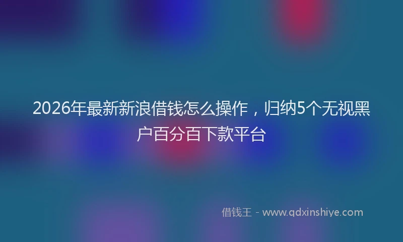 2026年最新新浪借钱怎么操作，归纳5个无视黑户百分百下款平台