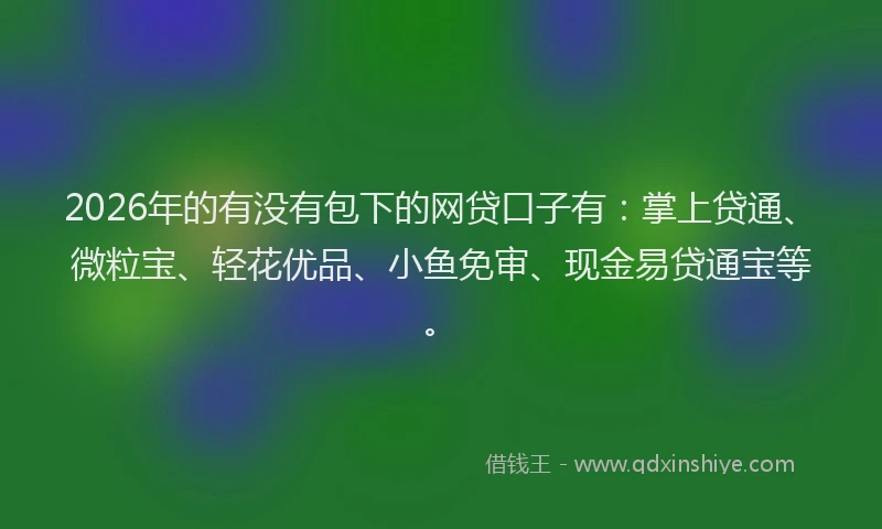2026年的有没有包下的网贷口子有：掌上贷通、微粒宝、轻花优品、小鱼免审、现金易贷通宝等。