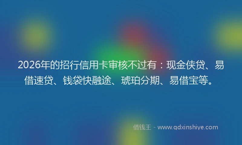 2026年的招行信用卡审核不过有：现金侠贷、易借速贷、钱袋快融途、琥珀分期、易借宝等。
