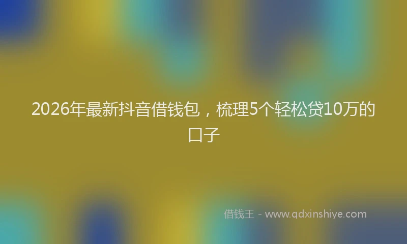 2026年最新抖音借钱包，梳理5个轻松贷10万的口子