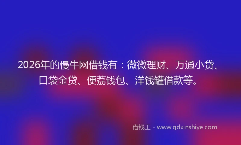 2026年的慢牛网借钱有：微微理财、万通小贷、口袋金贷、便荔钱包、洋钱罐借款等。