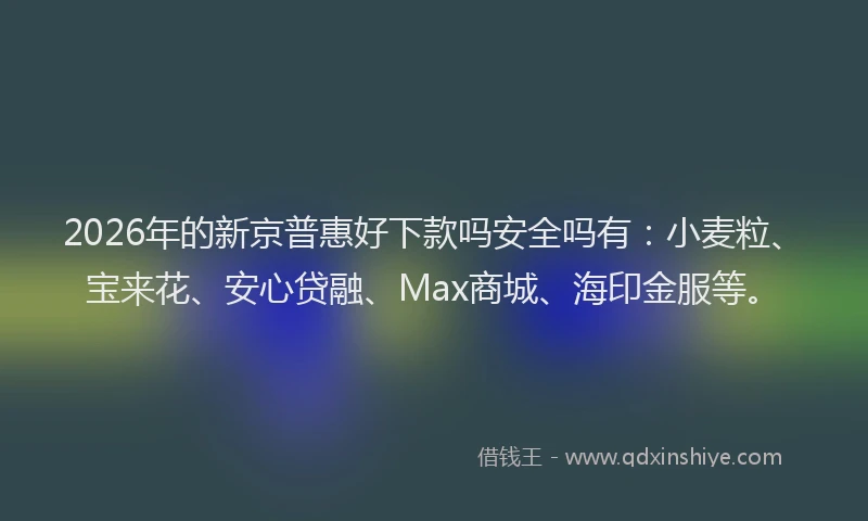 2026年的新京普惠好下款吗安全吗有：小麦粒、宝来花、安心贷融、Max商城、海印金服等。