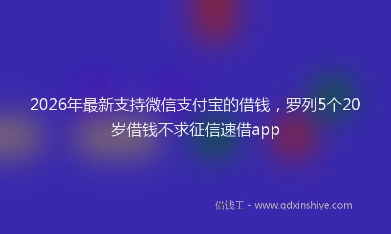 2026年最新支持微信支付宝的借钱，罗列5个20岁借钱不求征信速借app