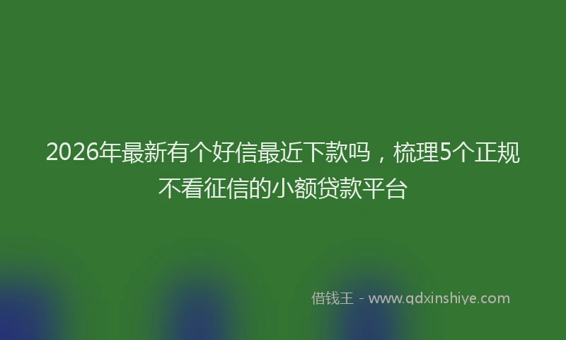 2026年最新有个好信最近下款吗，梳理5个正规不看征信的小额贷款平台