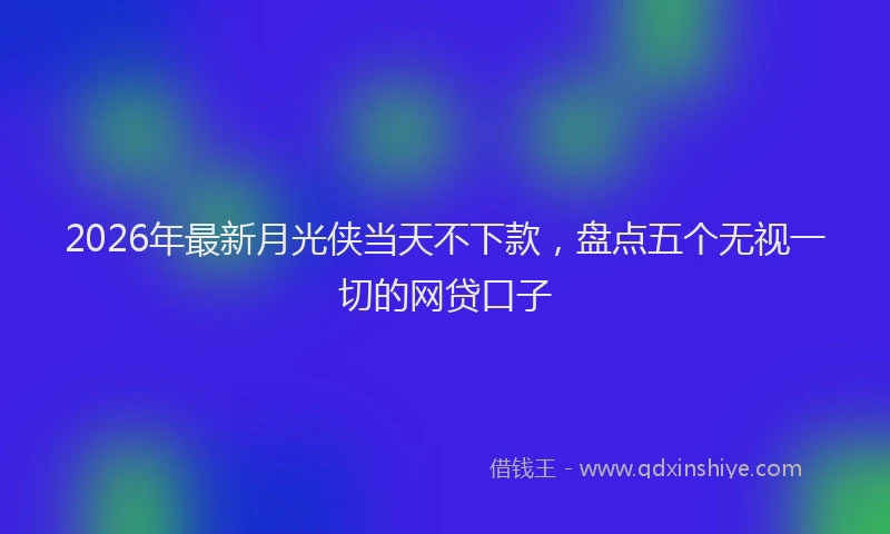 2026年最新月光侠当天不下款，盘点五个无视一切的网贷口子