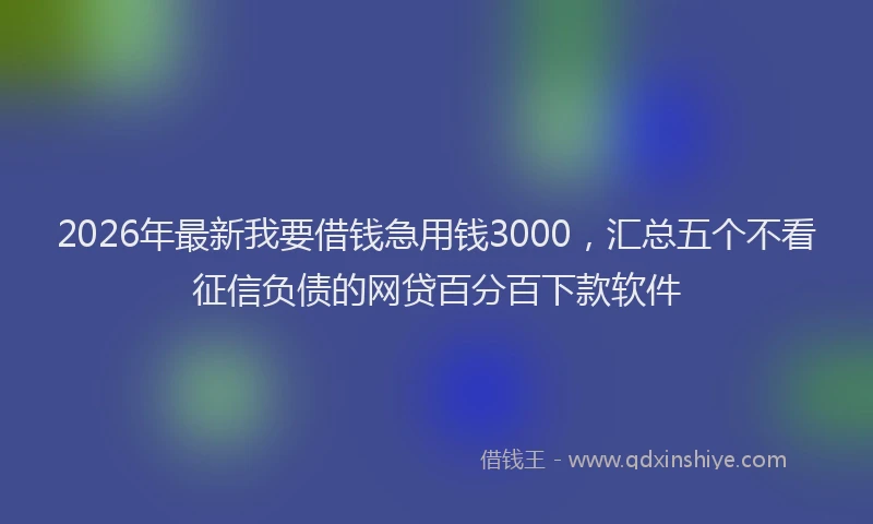 2026年最新我要借钱急用钱3000，汇总五个不看征信负债的网贷百分百下款软件