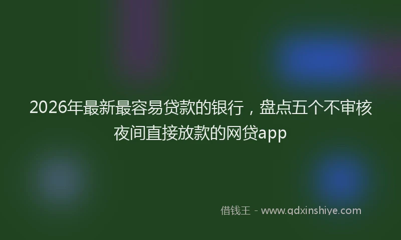 2026年最新最容易贷款的银行，盘点五个不审核夜间直接放款的网贷app