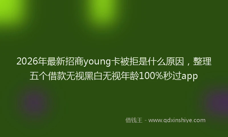2026年最新招商young卡被拒是什么原因，整理五个借款无视黑白无视年龄100%秒过app