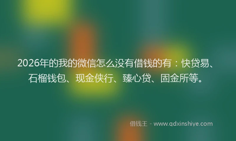 2026年的我的微信怎么没有借钱的有：快贷易、石榴钱包、现金侠行、臻心贷、固金所等。