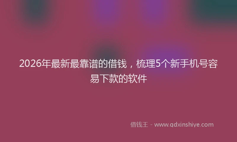 2026年最新最靠谱的借钱，梳理5个新手机号容易下款的软件