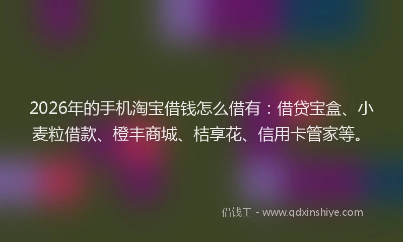 2026年的手机淘宝借钱怎么借有：借贷宝盒、小麦粒借款、橙丰商城、桔享花、信用卡管家等。