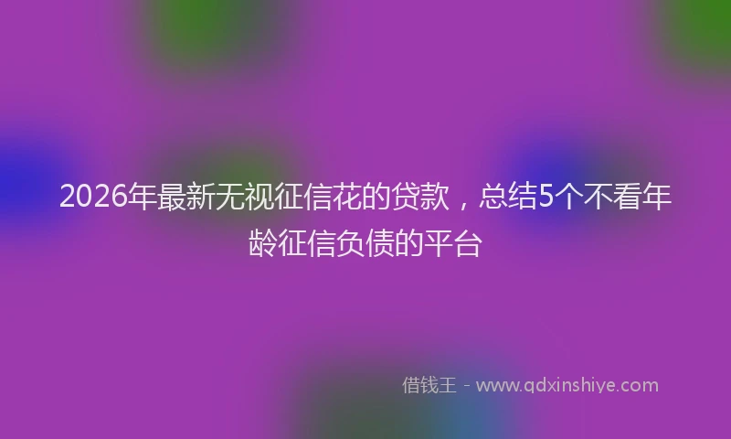 2026年最新无视征信花的贷款，总结5个不看年龄征信负债的平台