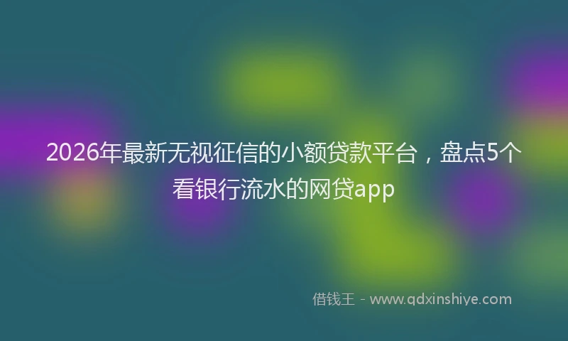 2026年最新无视征信的小额贷款平台，盘点5个看银行流水的网贷app