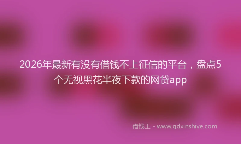 2026年最新有没有借钱不上征信的平台，盘点5个无视黑花半夜下款的网贷app