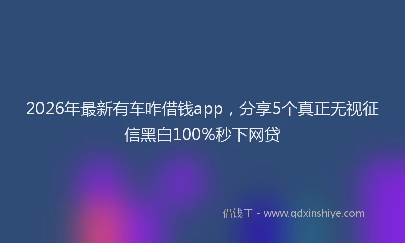 2026年最新有车咋借钱app，分享5个真正无视征信黑白100%秒下网贷