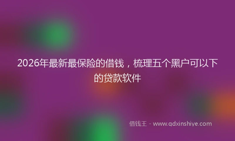 2026年最新最保险的借钱，梳理五个黑户可以下的贷款软件