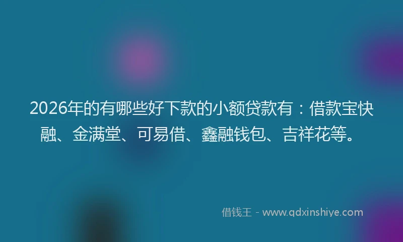 2026年的有哪些好下款的小额贷款有：借款宝快融、金满堂、可易借、鑫融钱包、吉祥花等。