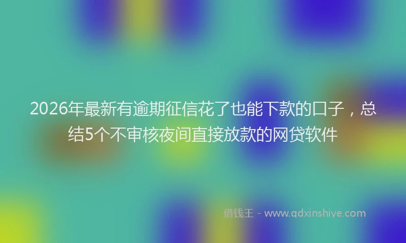 2026年最新有逾期征信花了也能下款的口子，总结5个不审核夜间直接放款的网贷软件