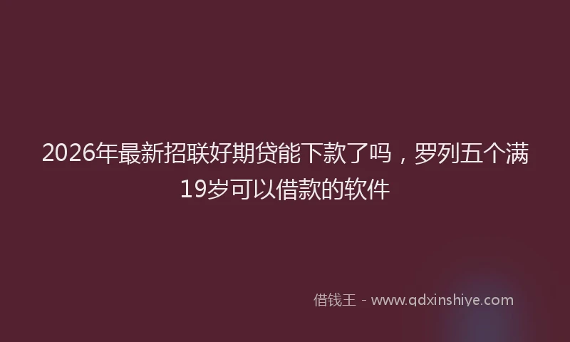 2026年最新招联好期贷能下款了吗，罗列五个满19岁可以借款的软件
