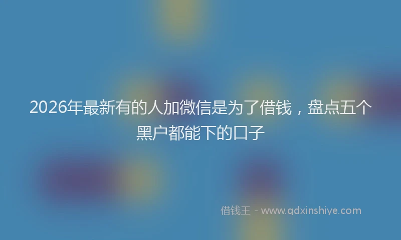 2026年最新有的人加微信是为了借钱，盘点五个黑户都能下的口子