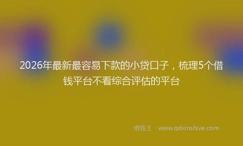 2026年最新最容易下款的小贷口子，梳理5个借钱平台不看综合评估的平台