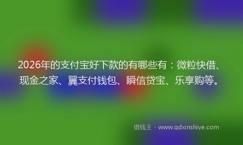 2026年的支付宝好下款的有哪些有：微粒快借、现金之家、翼支付钱包、瞬信贷宝、乐享购等。