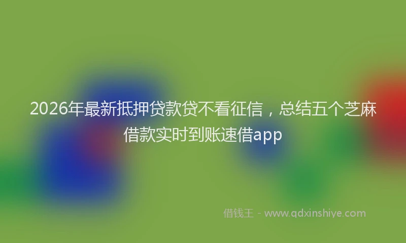 2026年最新抵押贷款贷不看征信，总结五个芝麻借款实时到账速借app