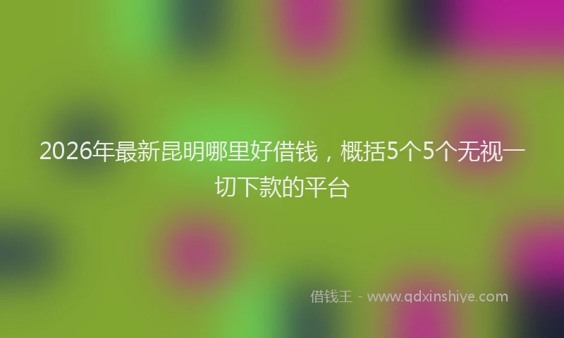 2026年最新昆明哪里好借钱，概括5个5个无视一切下款的平台