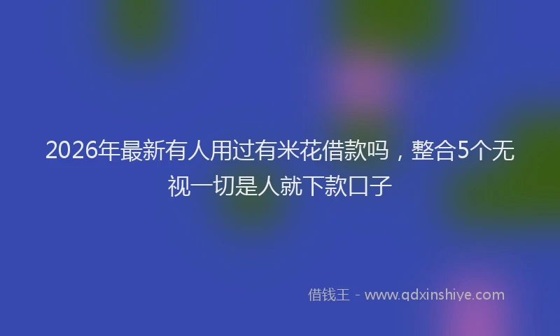 2026年最新有人用过有米花借款吗，整合5个无视一切是人就下款口子