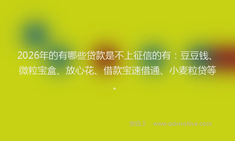 2026年的有哪些贷款是不上征信的有：豆豆钱、微粒宝盒、放心花、借款宝速借通、小麦粒贷等。