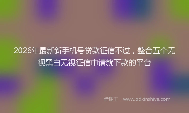 2026年最新新手机号贷款征信不过，整合五个无视黑白无视征信申请就下款的平台