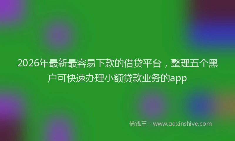 2026年最新最容易下款的借贷平台，整理五个黑户可快速办理小额贷款业务的app