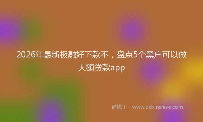 2026年最新极融好下款不，盘点5个黑户可以做大额贷款app
