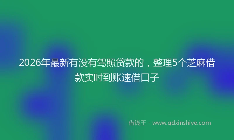 2026年最新有没有驾照贷款的，整理5个芝麻借款实时到账速借口子