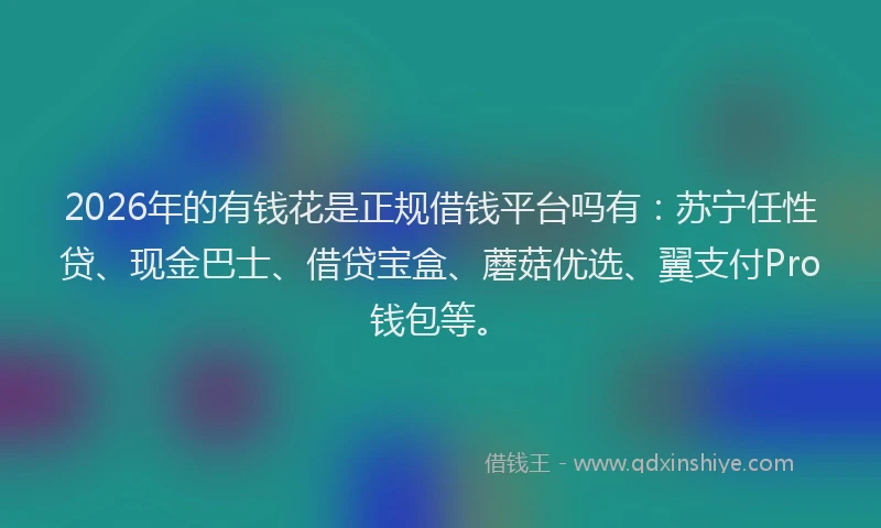 2026年的有钱花是正规借钱平台吗有：苏宁任性贷、现金巴士、借贷宝盒、蘑菇优选、翼支付Pro钱包等。