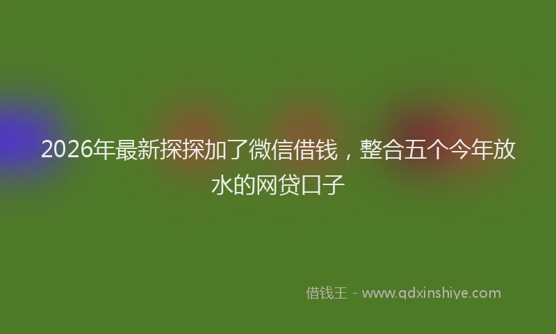 2026年最新探探加了微信借钱，整合五个今年放水的网贷口子
