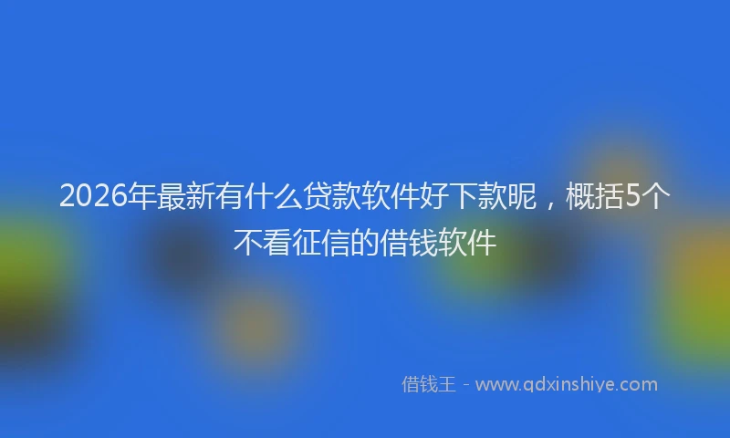 2026年最新有什么贷款软件好下款昵，概括5个不看征信的借钱软件