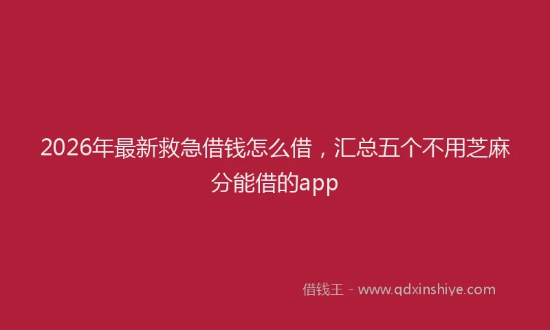 2026年最新救急借钱怎么借，汇总五个不用芝麻分能借的app